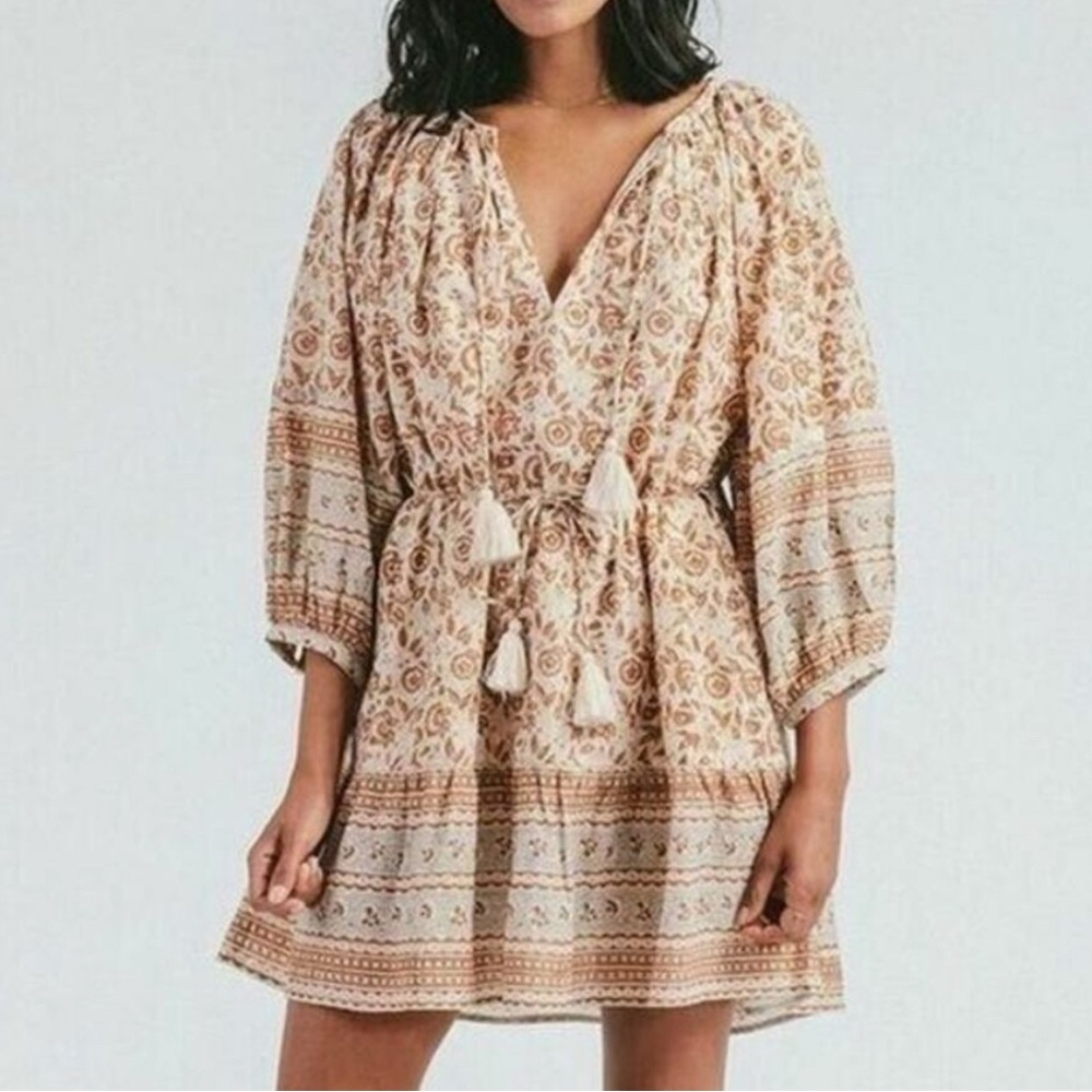 Cleobella Rosy Mini Dress Tamil Block Print Revolve Boho Romantic Cottagecore - Picture 12 of 12